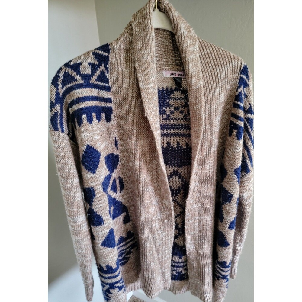 Love & Dreams Aztec Southwestern Cardigan Women M Boho Tribal Knit Sweater